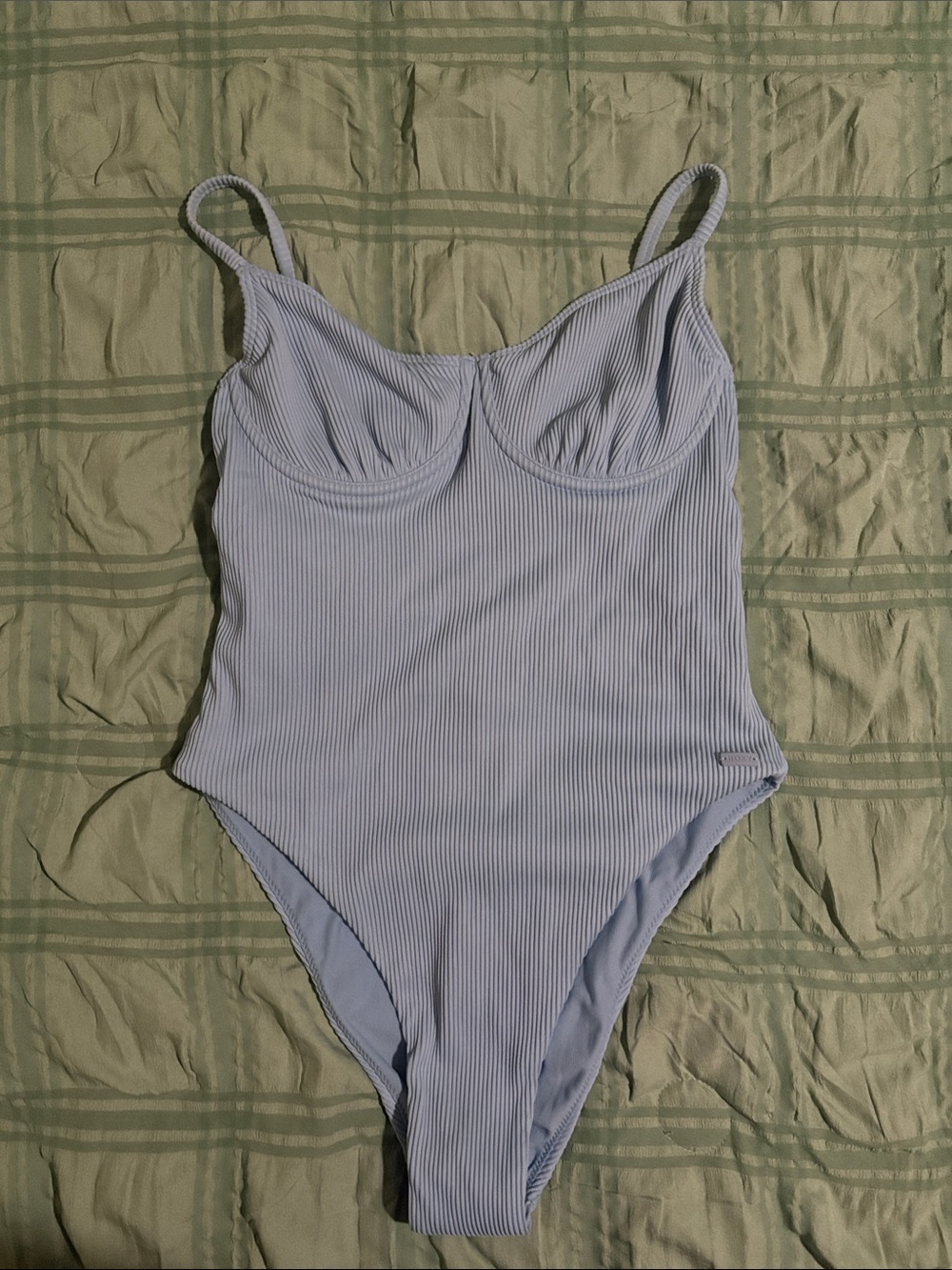 Roxy Light Blue Ribbed One-Piece Bodysuit